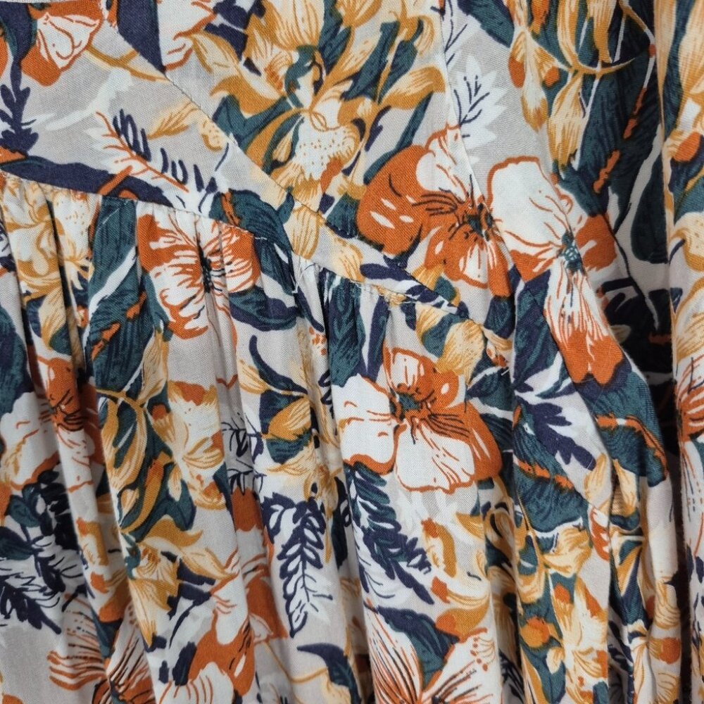 Floral Print 3/4 length Dress By Entro M Lightweight Flowy Womens Apparel - Picture 4 of 6